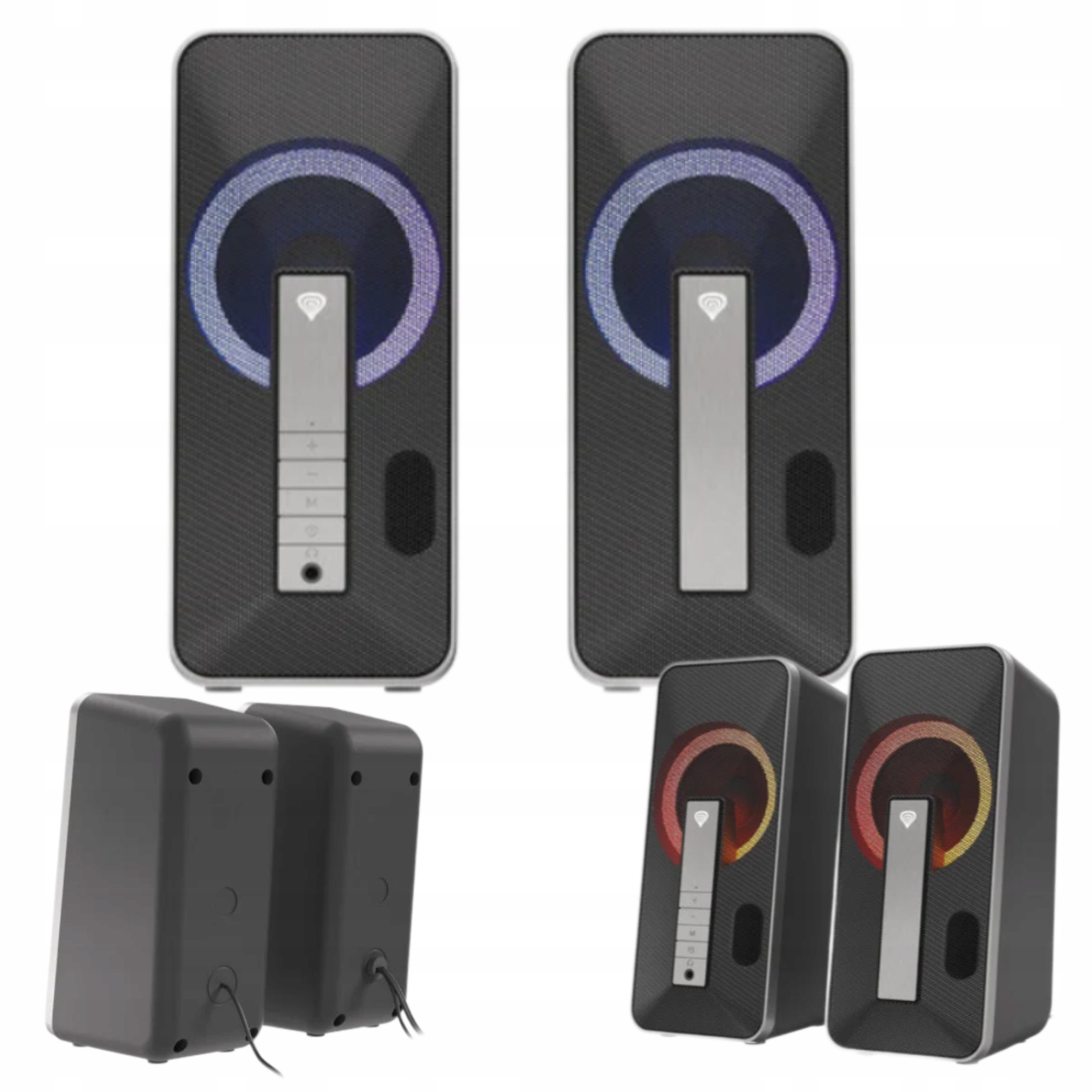 Glosniki Bluetooth 10W Czarne Led Zestaw Genesis Helium 100BT Rgb 2.0