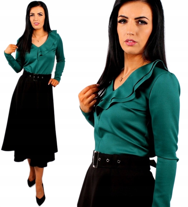 Elegantní A Moderní Halenka S Volánem Zeleň