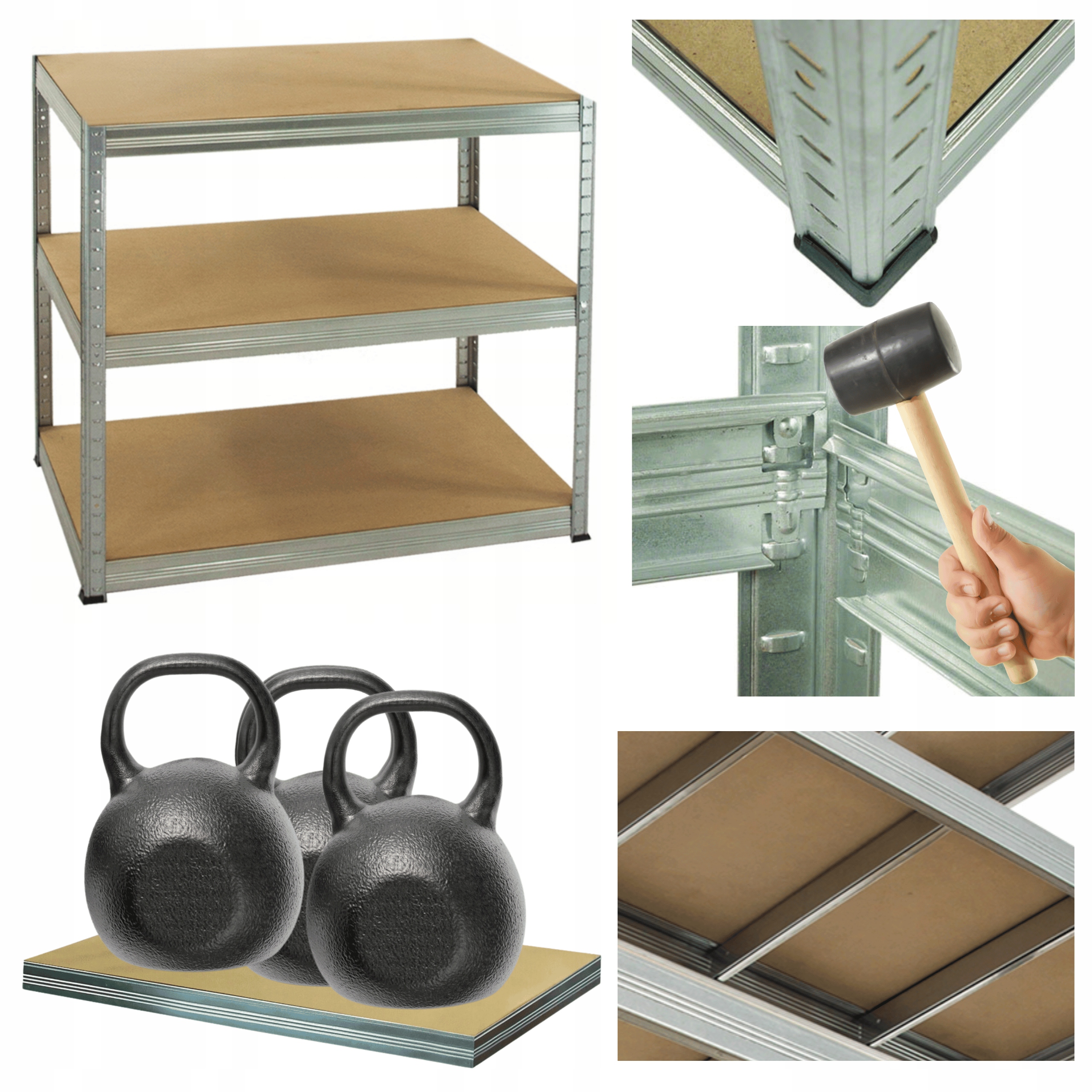 Skladovací regál garážový kovový pozinkovaný Helios 106x90x45 cm 3Px350 kg