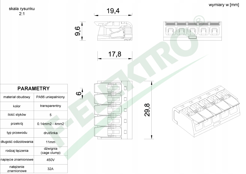 Szybkozłączka F-Elektro 0,14-4 mm² / 5 , 100 szt. Marka F-Elektro