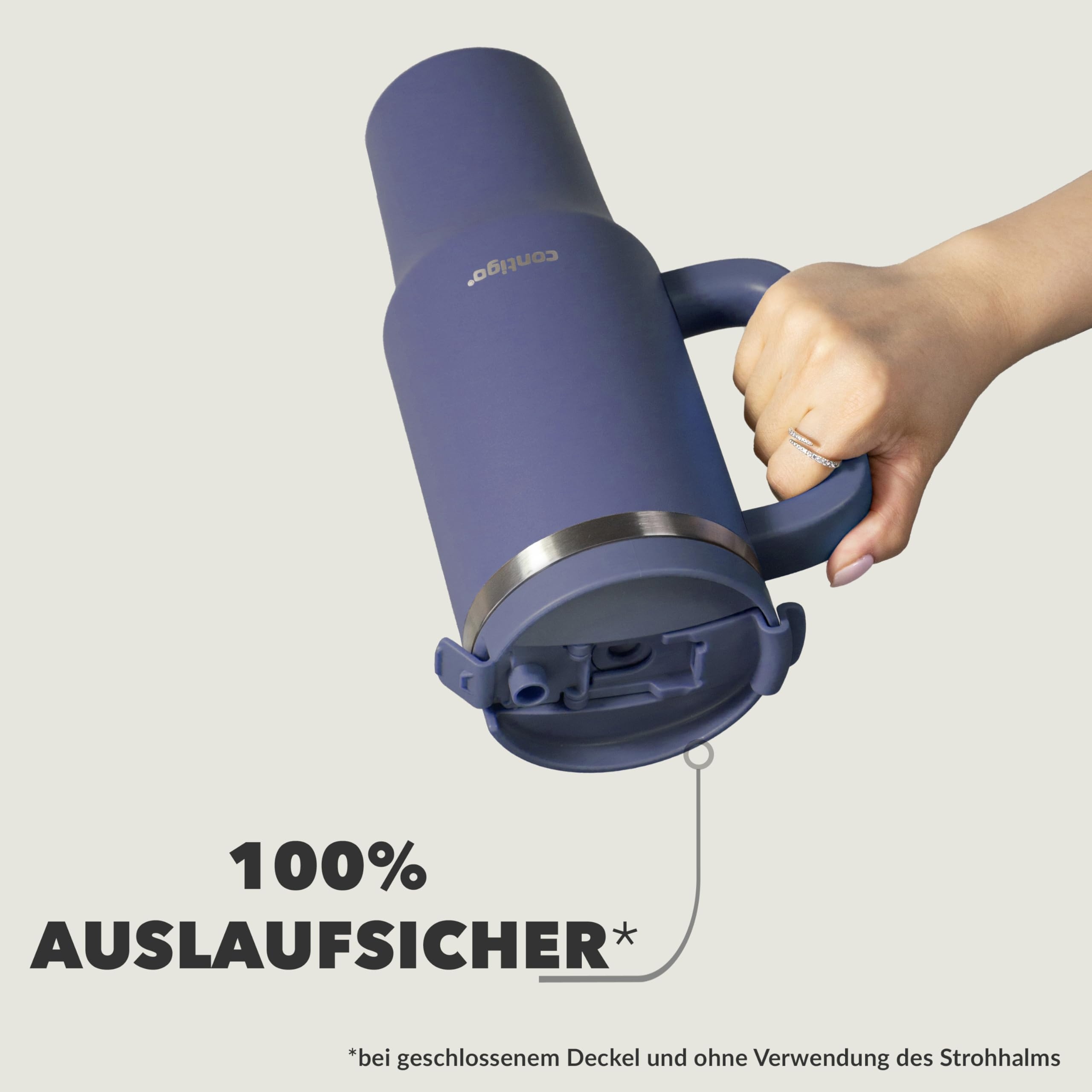 CONTIGO Butelka Termiczna Ze Stali Nierdzewnej 1200 ml Z Uchem I Słomką — miniatura 4