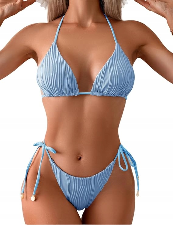 STRÓJ KĄPIELOWY DWUCZĘŚCIOWY BIKINI WIĄZANY REGULOWANY PUSH UP S