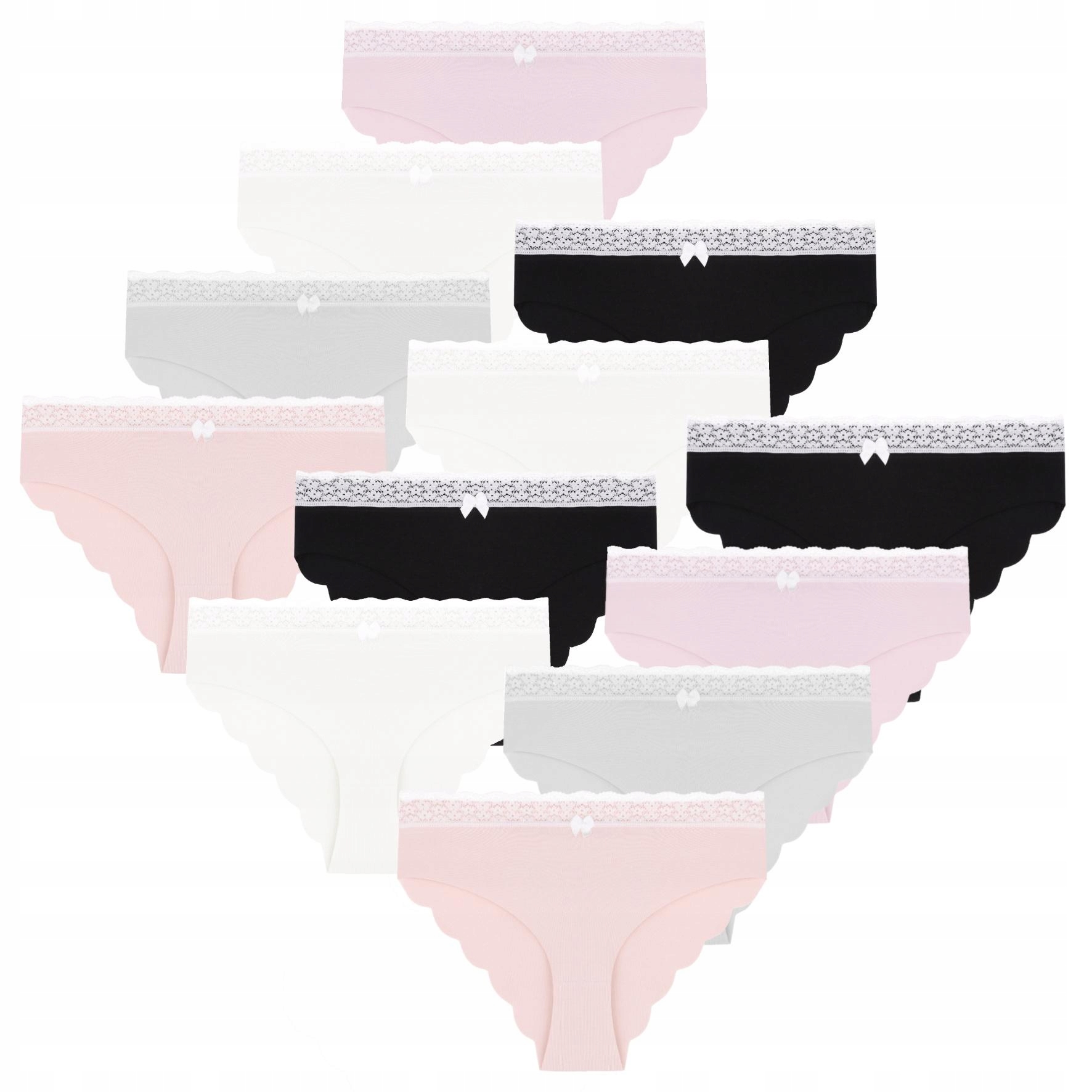 12 x Dámské bezešvé kalhotky Kalhotky Bavlněné Laserem řezané Hladké Moraj S