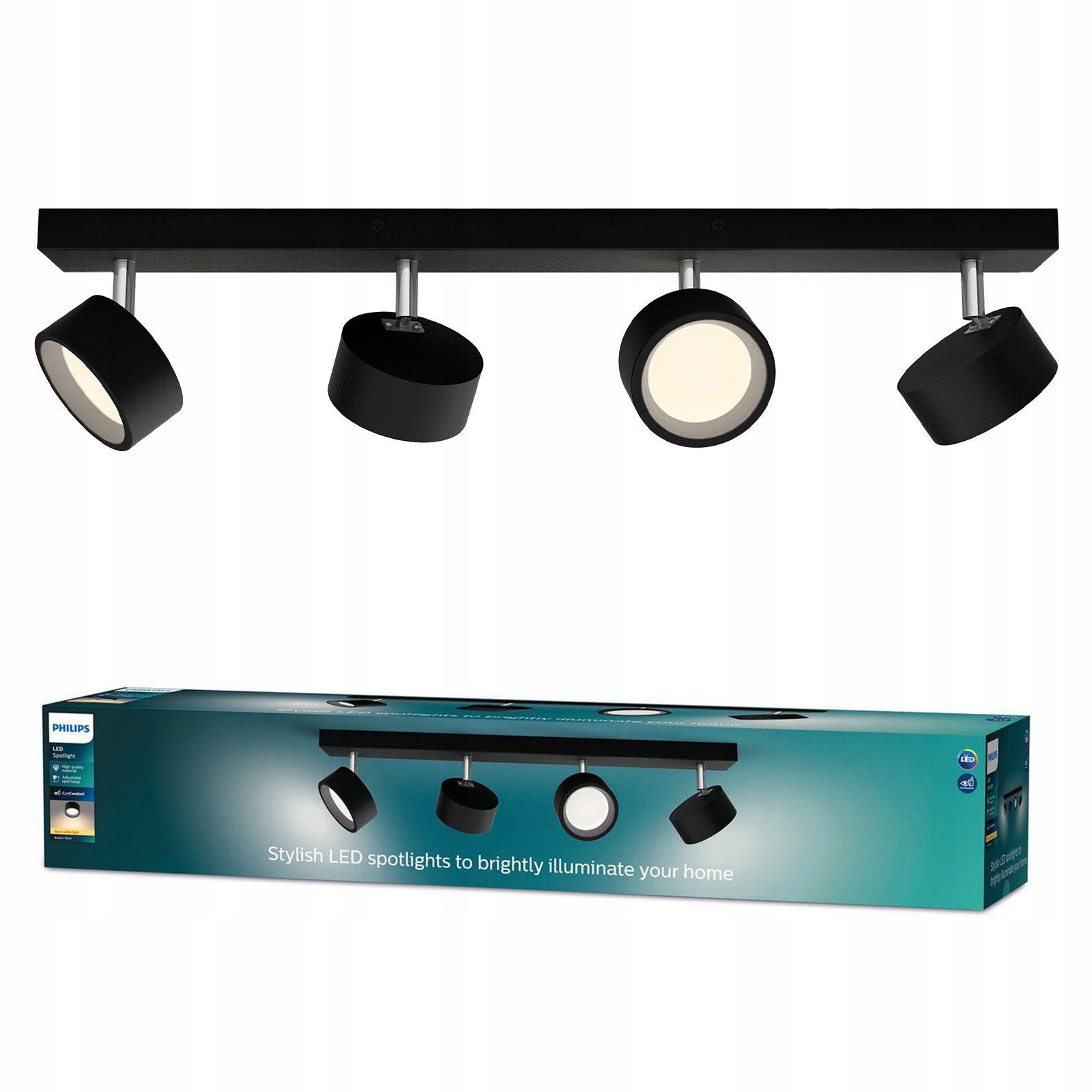 Stropná lampa Led reflektor 22W 2200lm 2700K Čierna Bratia Philips