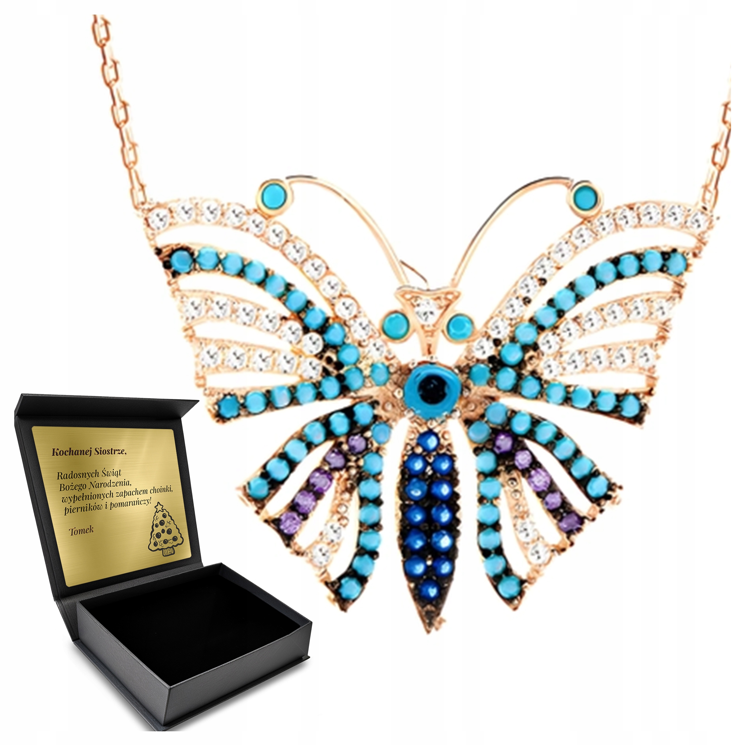 Zlatý Náhrdelník Se Zirkony Stříbro Krásně Zdobená Krabička Gravírování