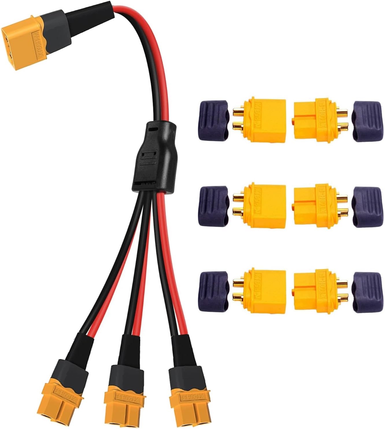 Rozbočovač XT60H Y Splitter 12AWG 3 Zásuvky 30 CM Kabel