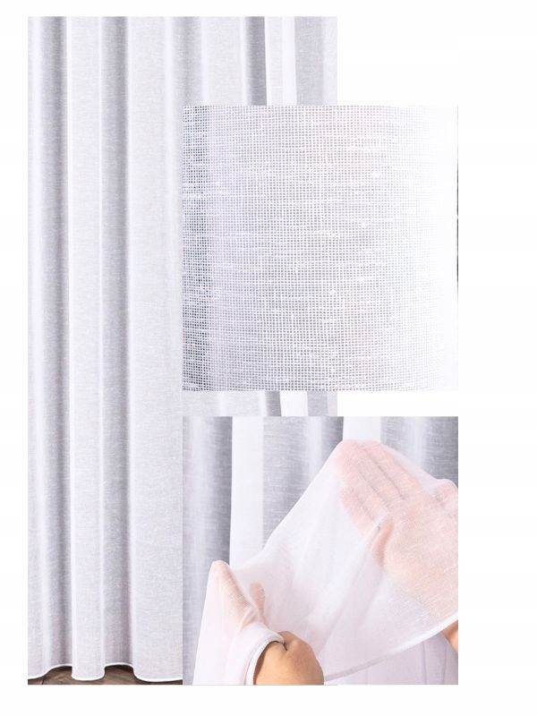 Záclona Bílá Matná Zajímavá Struktura Záclona Módní s páskou Wave sz 240x140