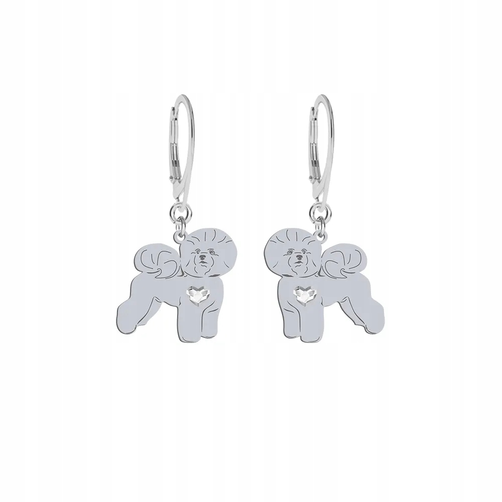 Stříbrné Náušnice 925 Bichon Frise Žena Dárek Šperky Gravírování Bonus