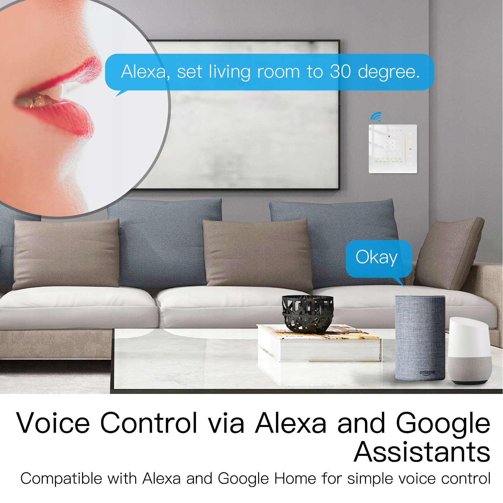 LED Termostat Zigbee TUYA Cyfrowy programowalny GB Typ pieca inny