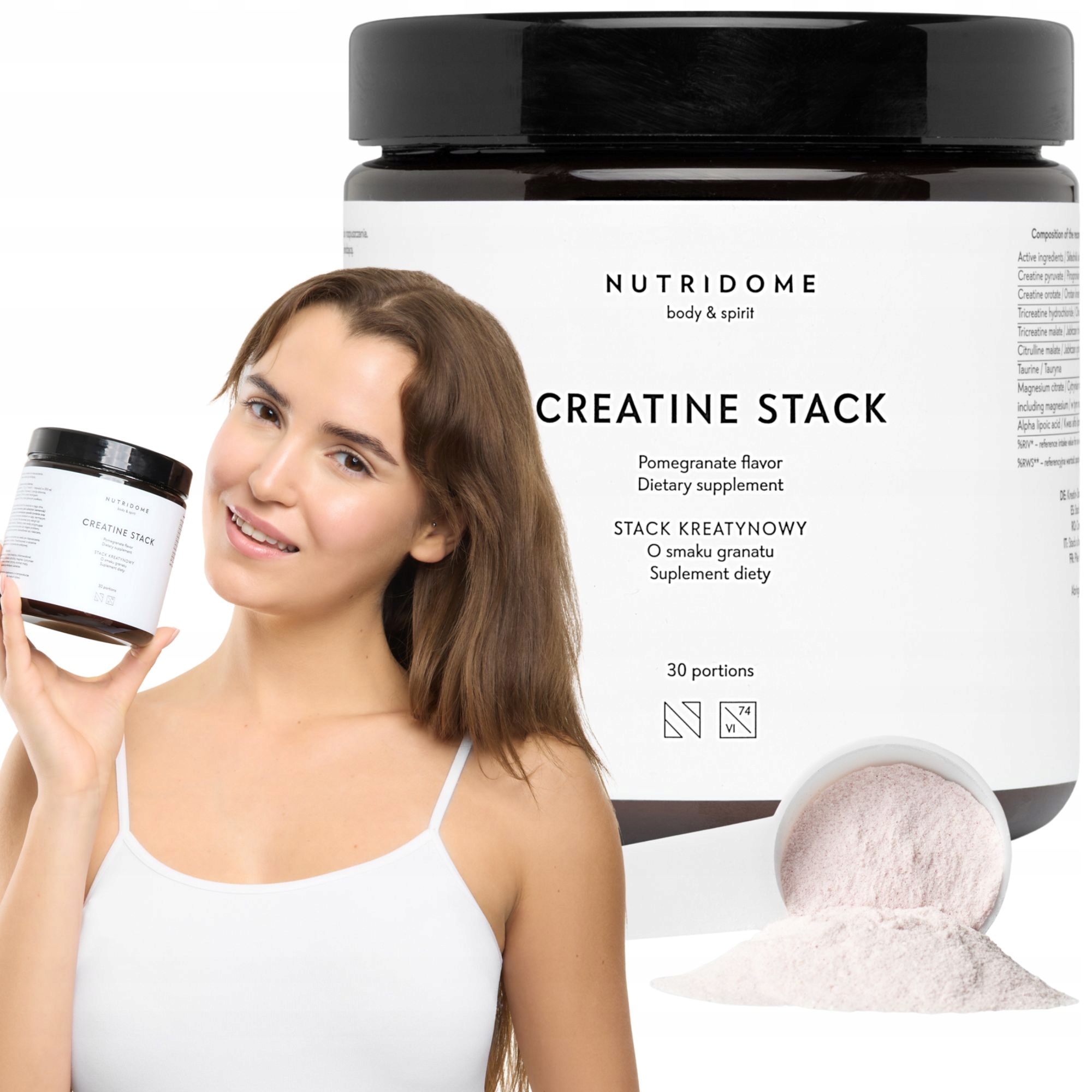 Kreatin v prášku Hořčík Regenerace Budování svalů Nutridome příchuť Granátové jablko