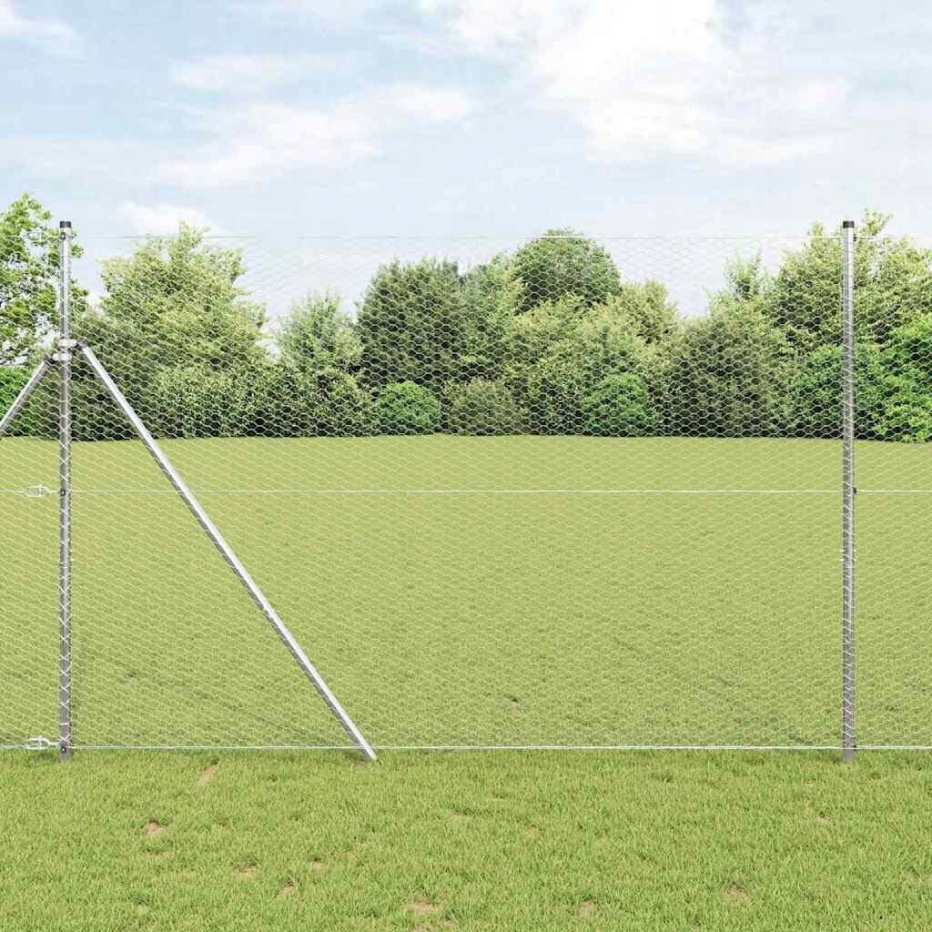 Oplocení se sloupky Stříbrný 1.5 x 100 m Ocel potažená Pvc