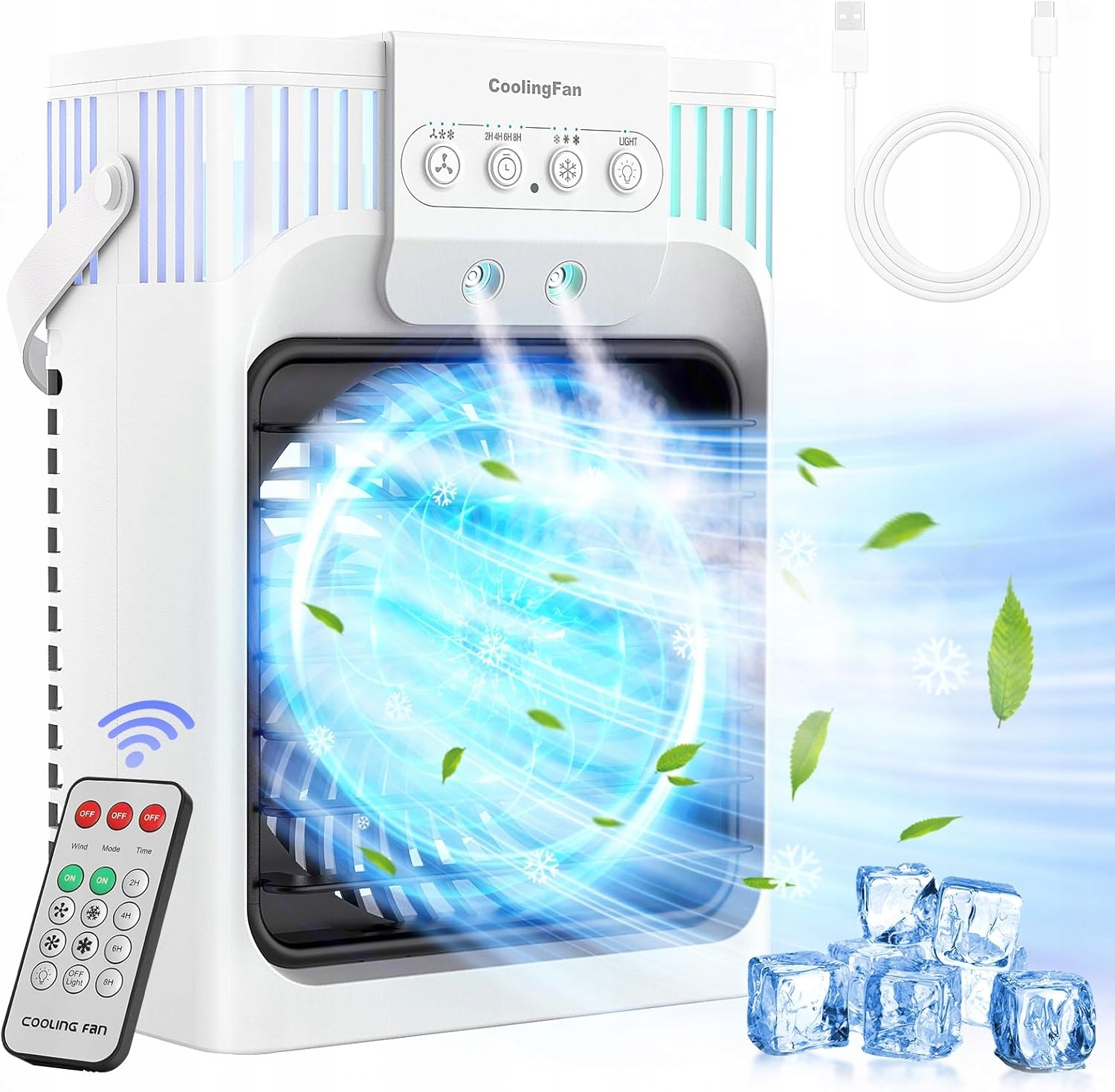 Prenosný klimatizátor 5v1 Led 1200 ml Zvlhčovač Ventilátor Usb