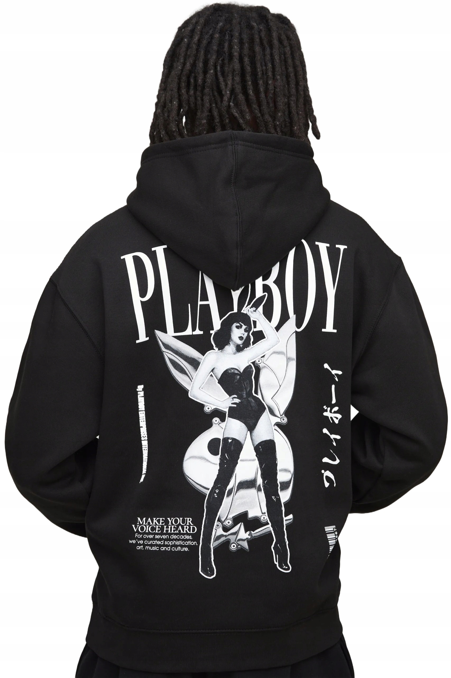 Boohooman Černá Pánská Mikina S Kapucí S Potiskem Playboy L Z3A