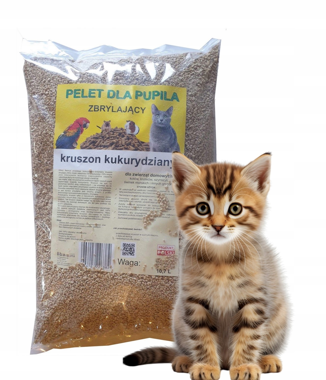 Kruszon kukurydziany Zbrylający drobny Żwirek Dla Kota 3x10,7L 5% Taniej!