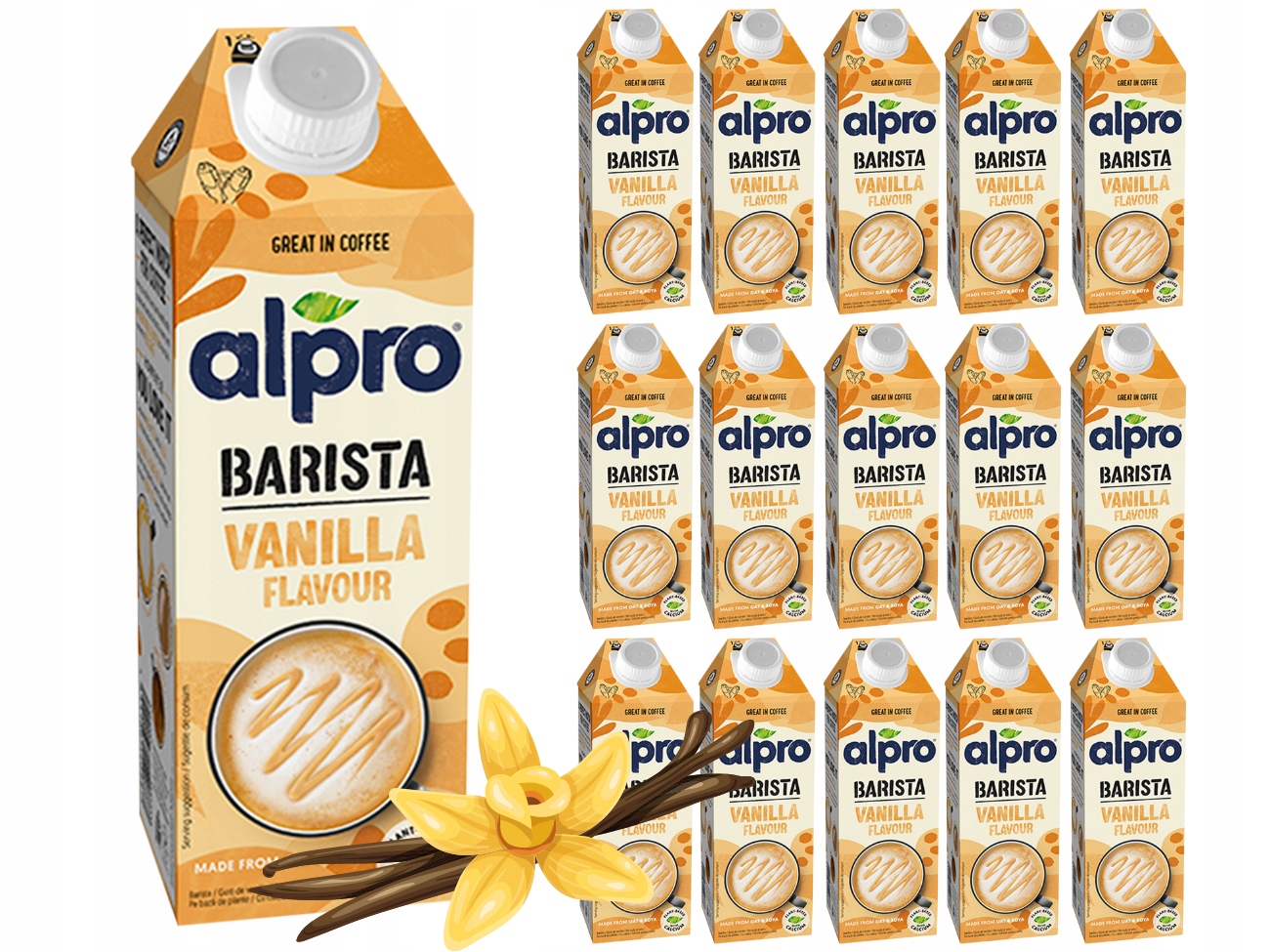 Alpro Barista Napój owsiano-sojowy o smaku waniliowym Zestaw 16 x 750 ml