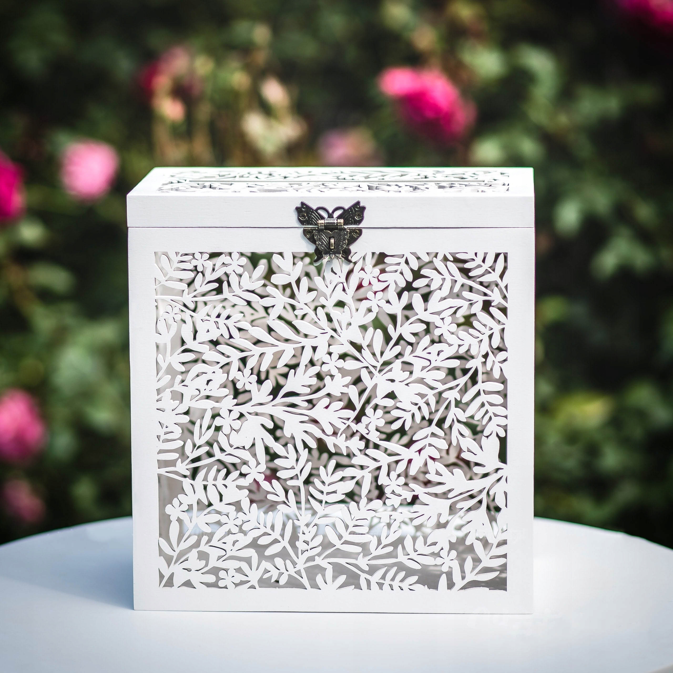 Pudełko NA KOPERTY PIENIĄDZE ŻYCZENIA ŚLUB Ażurowe Szerokość produktu 29 cm