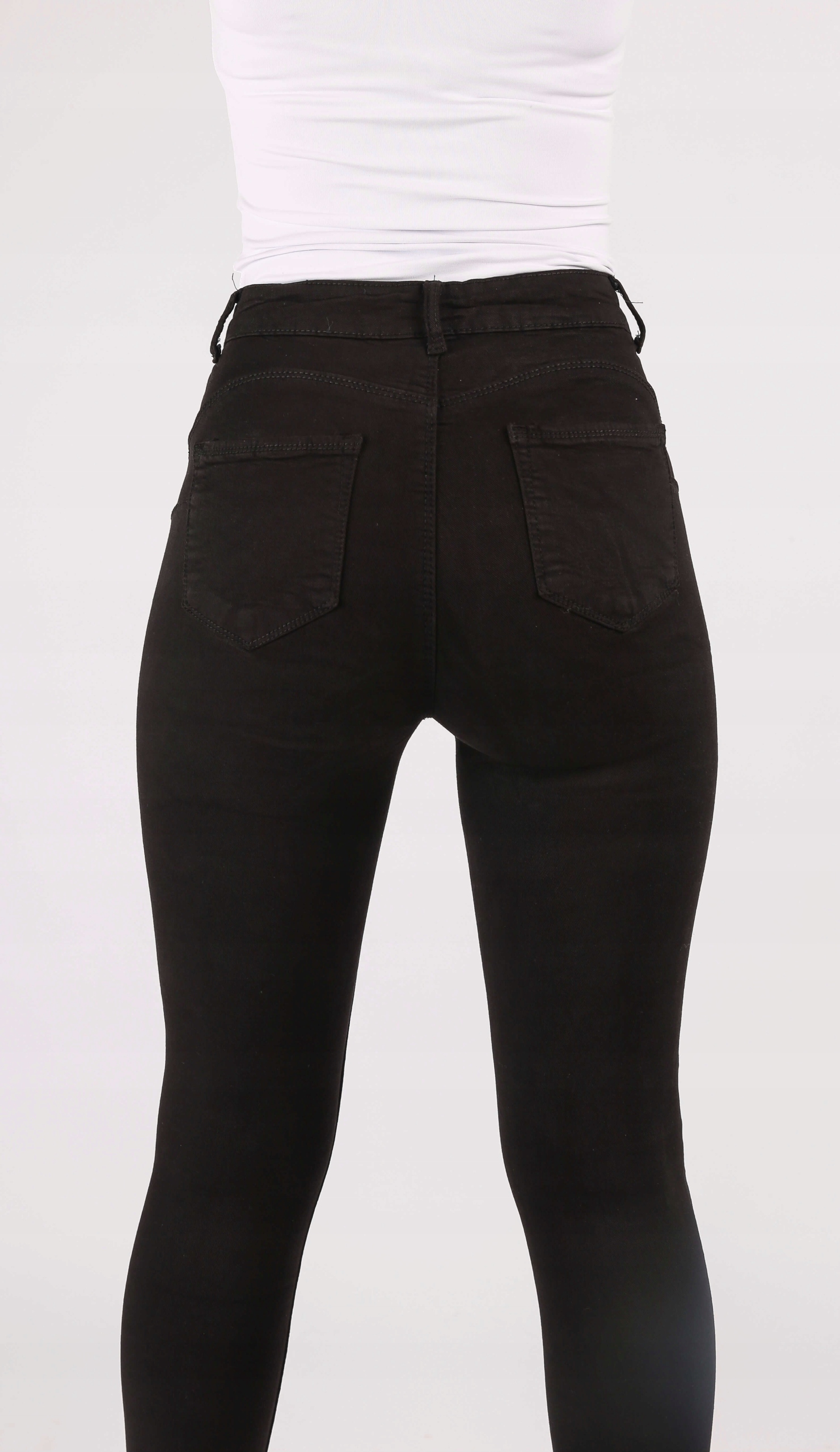 SPODNIE DAMSKIE Z WYSOKIM STANEM JEANS MODELUJĄCE 42 Długość nogawki długa