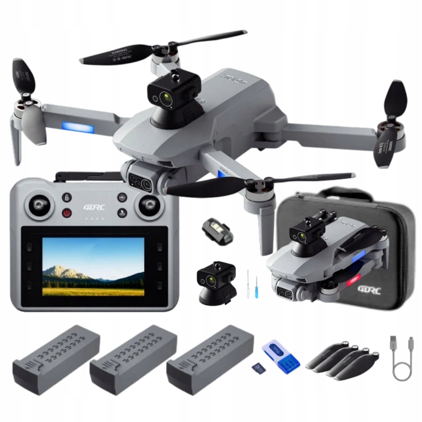 Dron S Hd Kamerou Gps Wifi 3 Akumulátory LCD Displej Bezkartáčový Hračka 5G