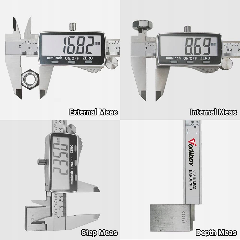 VODLBOV Cyfrowa Suwmiarka 150mm Wysokoprecyzyjna Stalowa z LCD — miniatura 4
