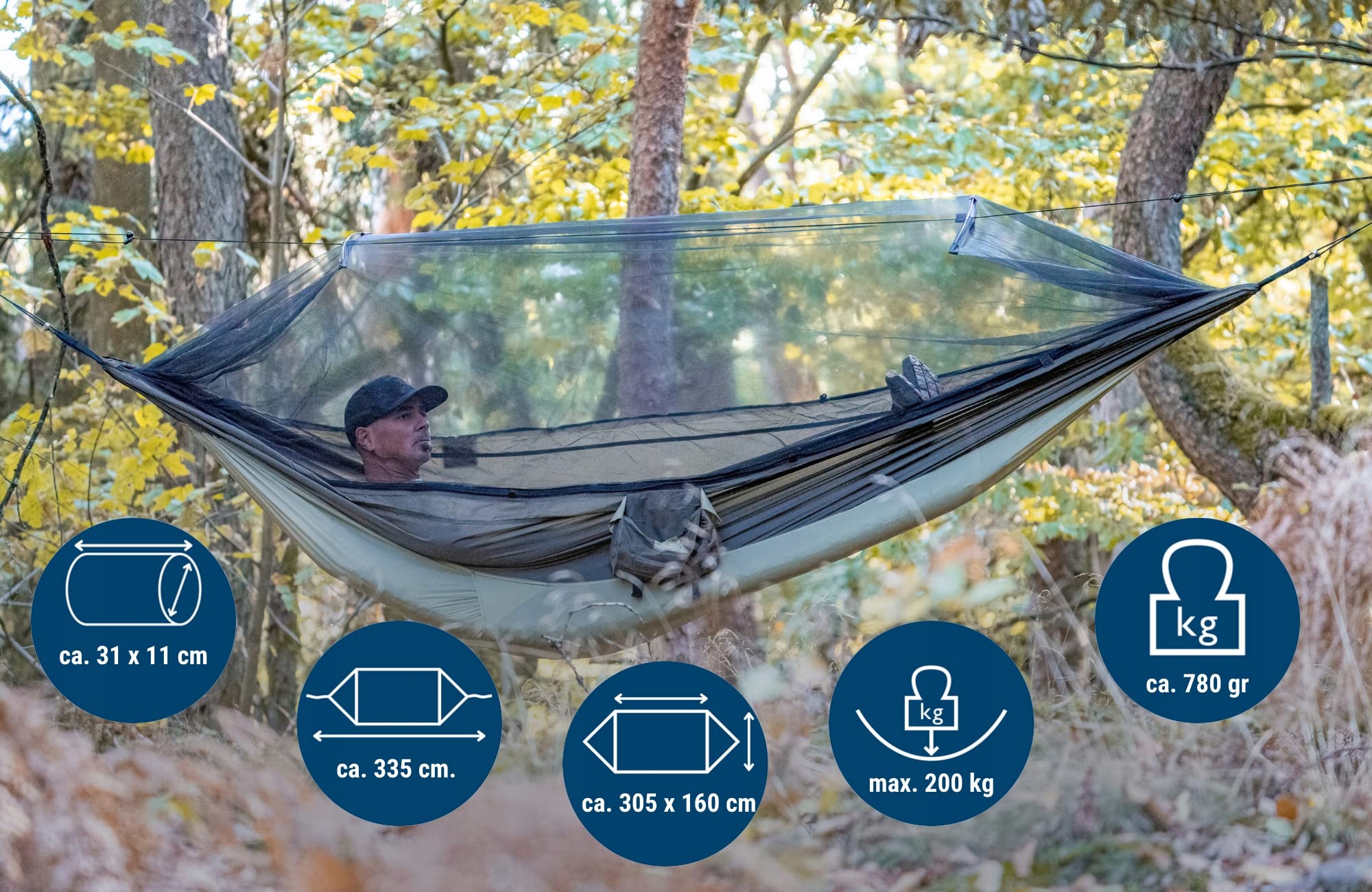 AMAZONAS Ultra Lekki Hamak Moskito Traveller Thermo XXL Zielony 200kg — miniatura 2
