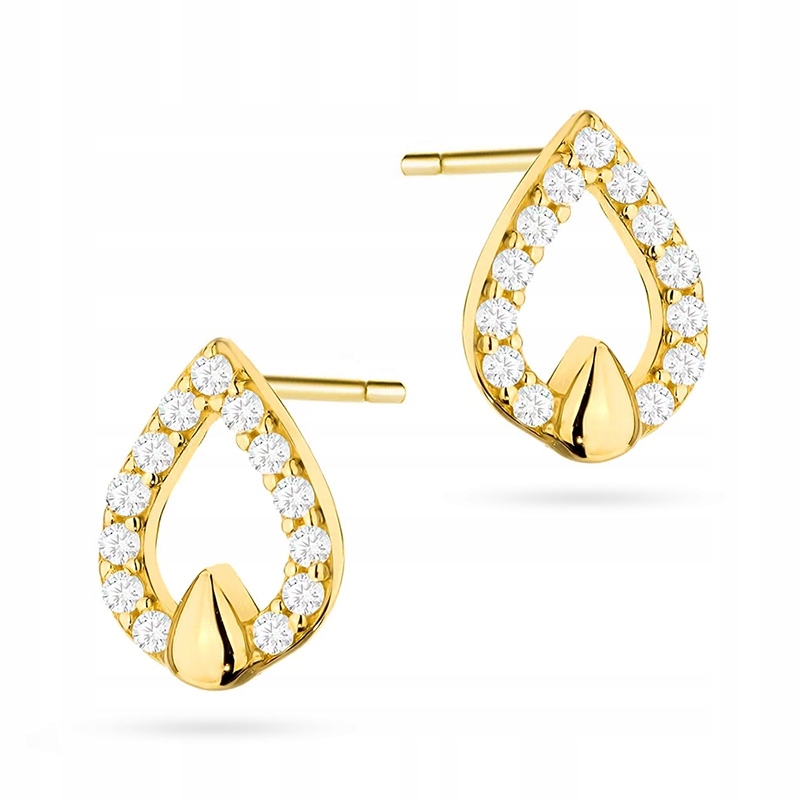 Zlaté Náušnice pr. 585 Slzy Kapky se zirkony