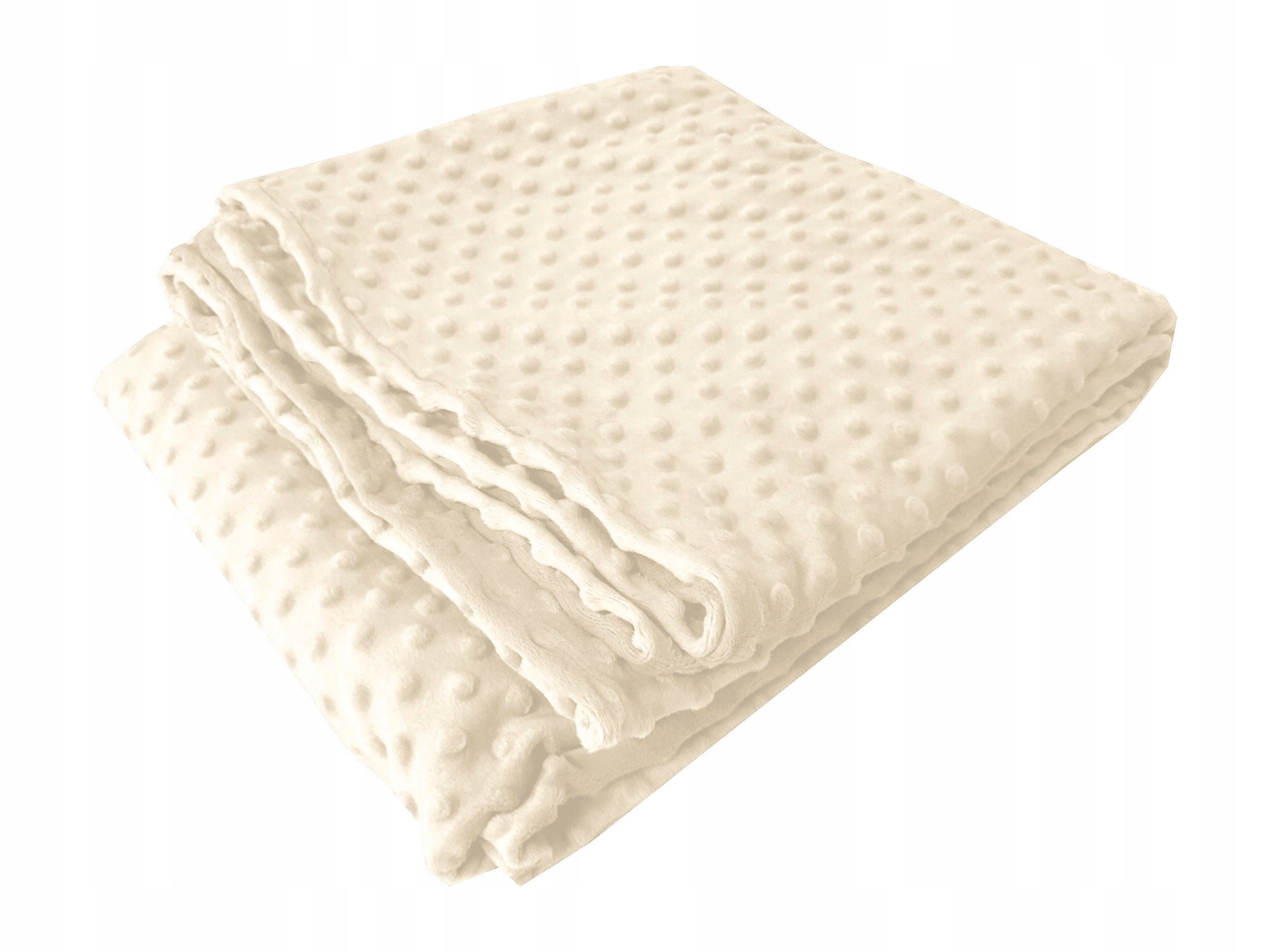 Koc Minky 120x200 Fleece kuličky přehoz pléd Ecru krémový měkký teplý