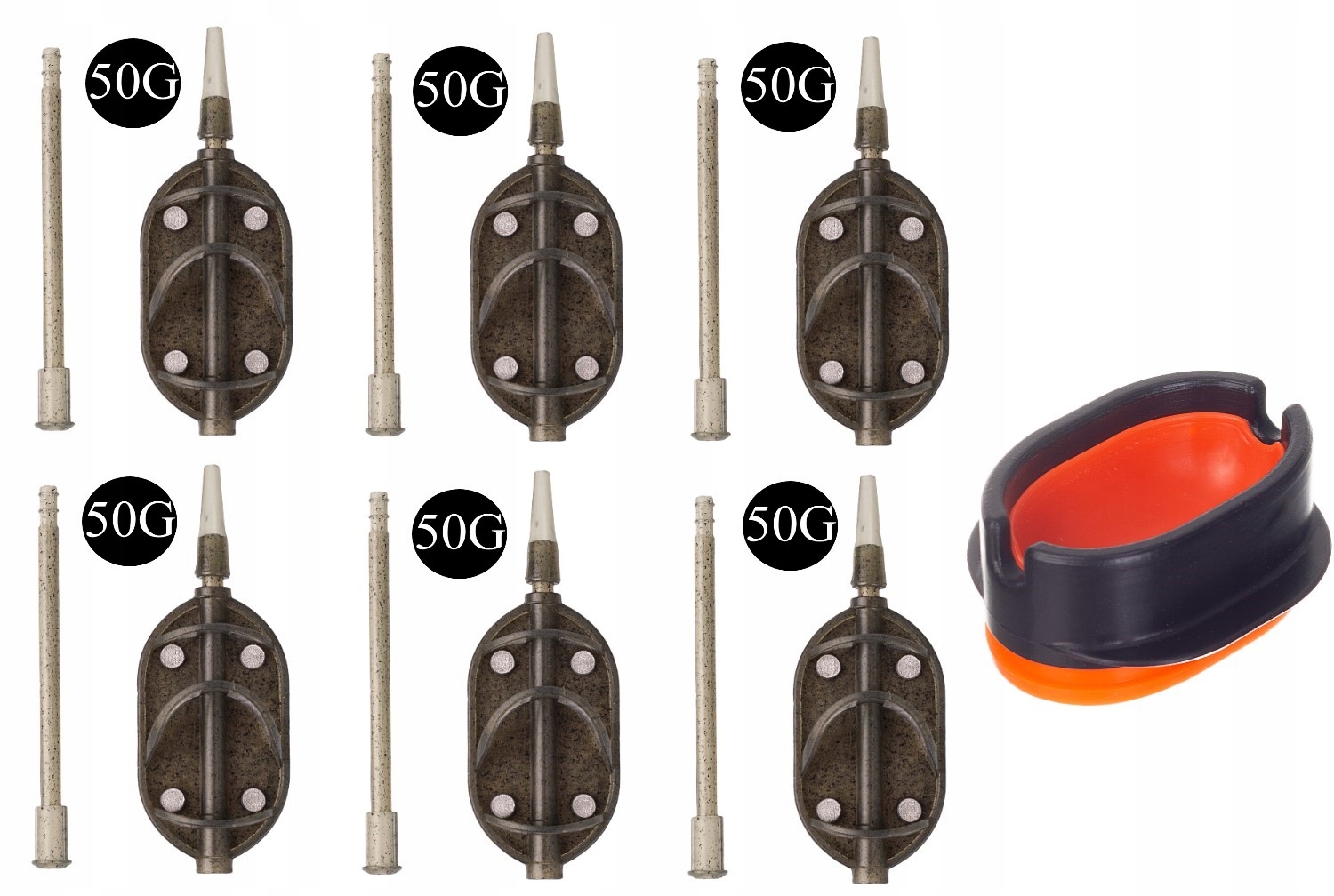 Zestaw 6x Koszyk Dystans Do Metody Podajnik Z Lotką 50g+ Foremka