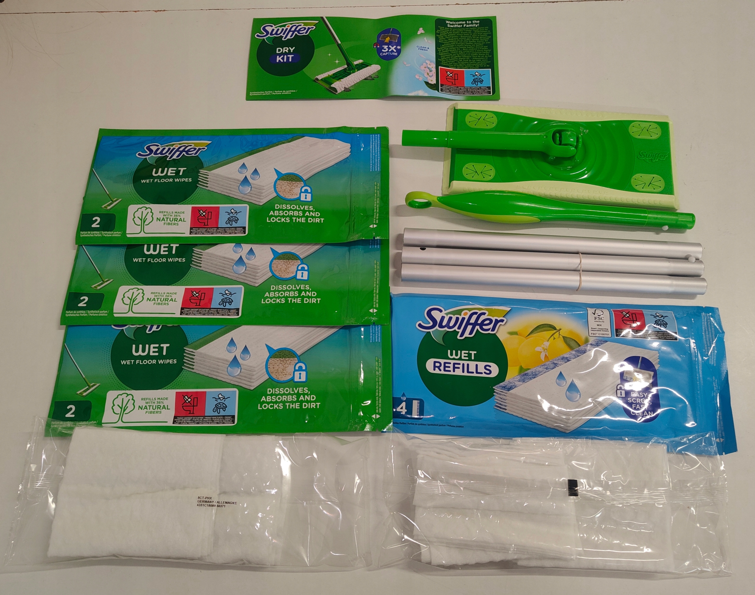 Levně Plochý mop Swiffer zelený, sada 26 náplní (16 suchých, 10 mokrých)