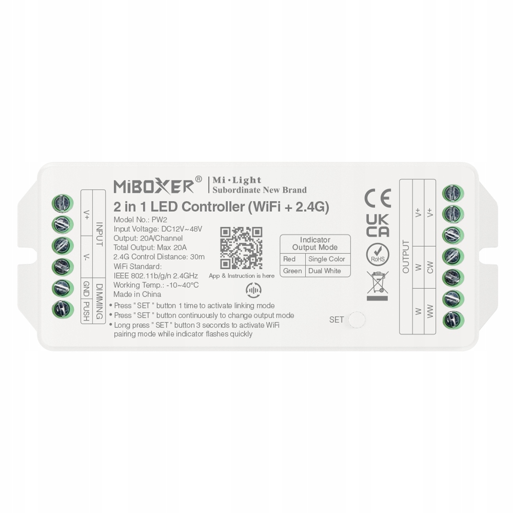 Ovladač MiBoxer PW2 pro Led pásky 2v1 Mono/ctt