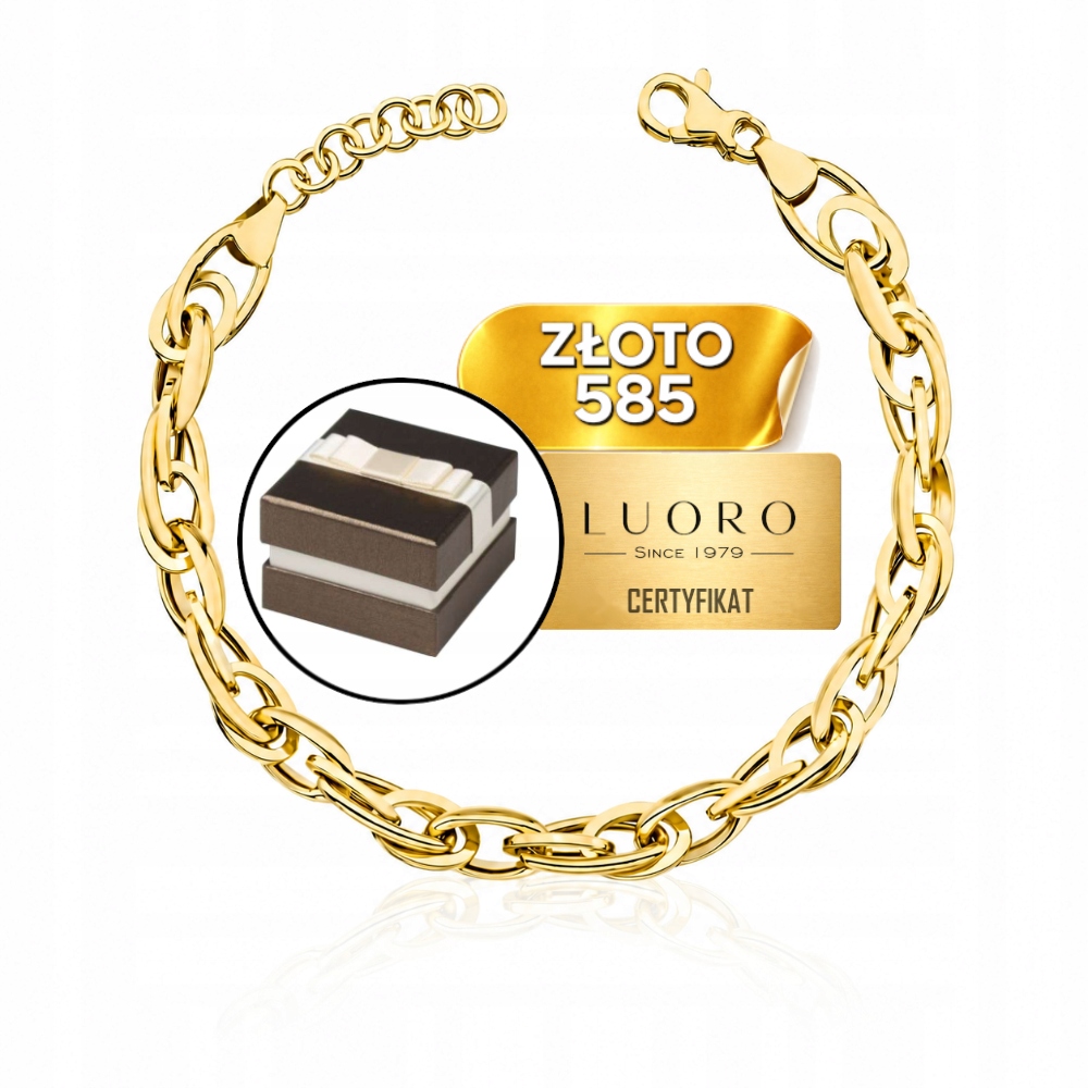 Náramek Zlatý 585 14K Malé Články 19-21 CM Nastavitelný Elegantní