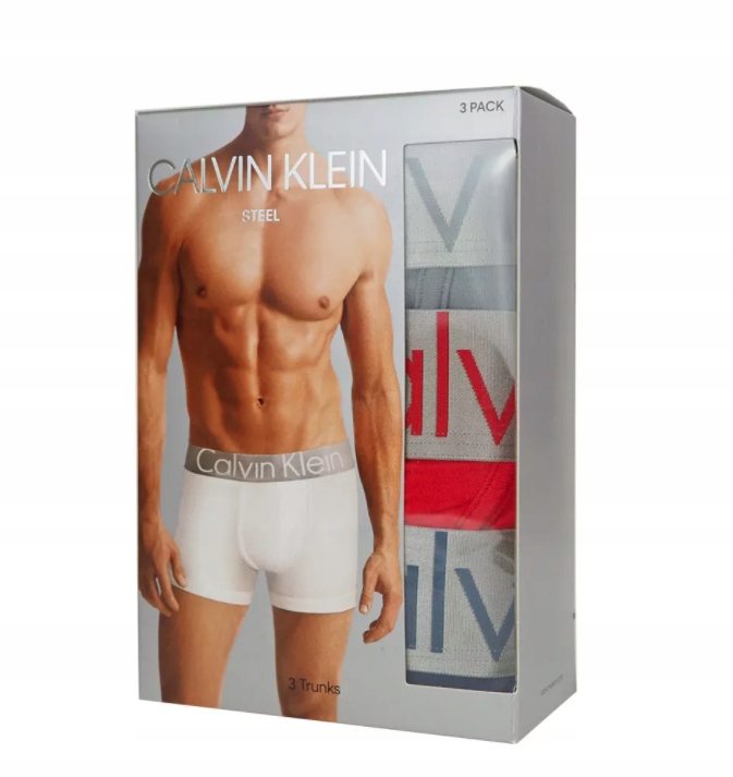 CALVIN KLEIN STEEL COTTON BOKSERKI 3P NB2453A M Kolekcja 3 PACK TRUNK STEEL COTTON