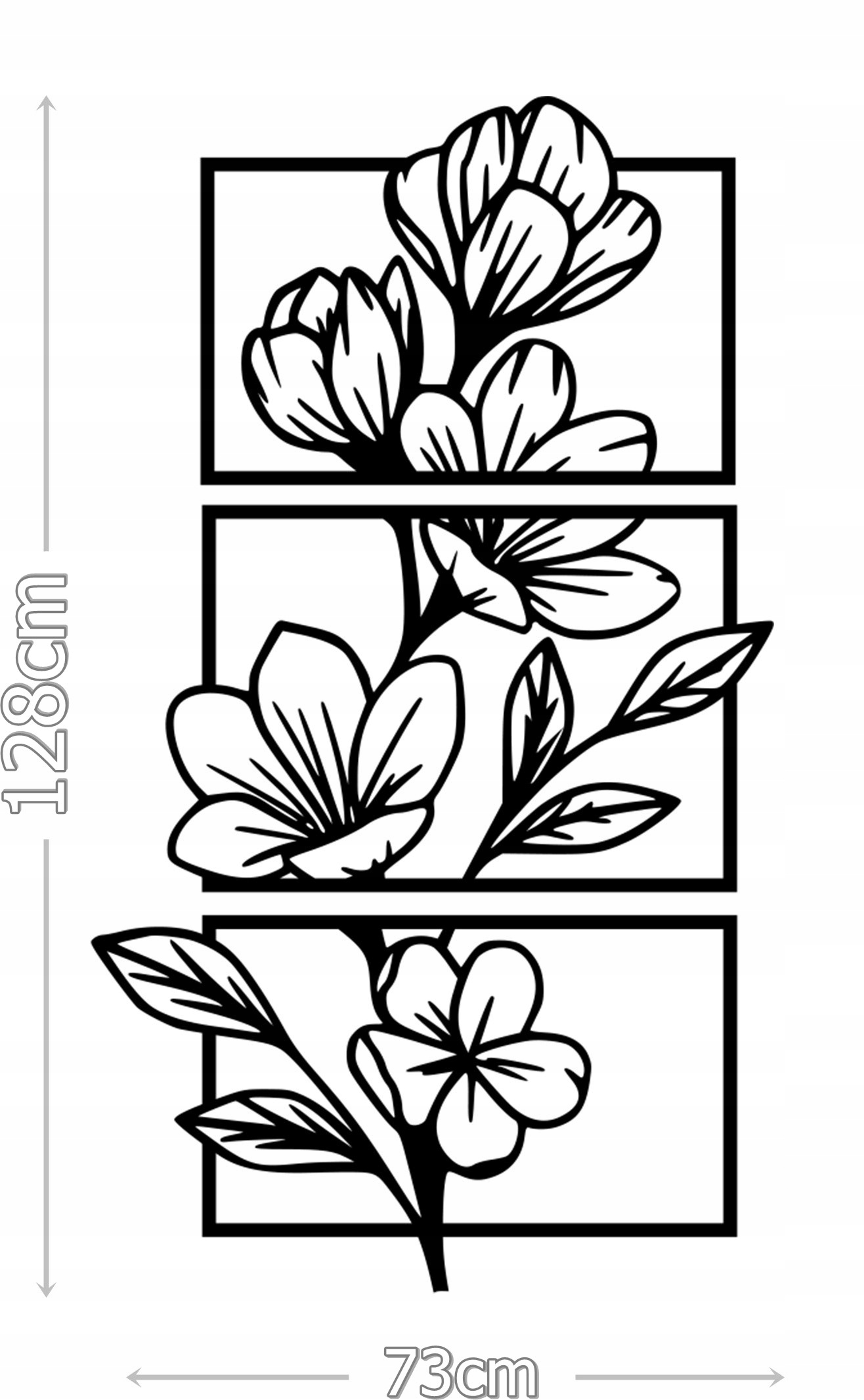 Naklejka na ścianę kwiaty A15 73x128 TRYPTYK OBRAZ Długość 128 cm