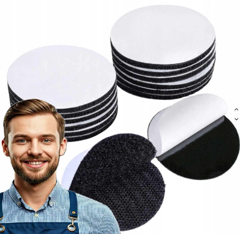 Rzep s lepidlem Samolepicí Silná Kolečka Páska 50 mm Kulatá 60 Rychlá montáž