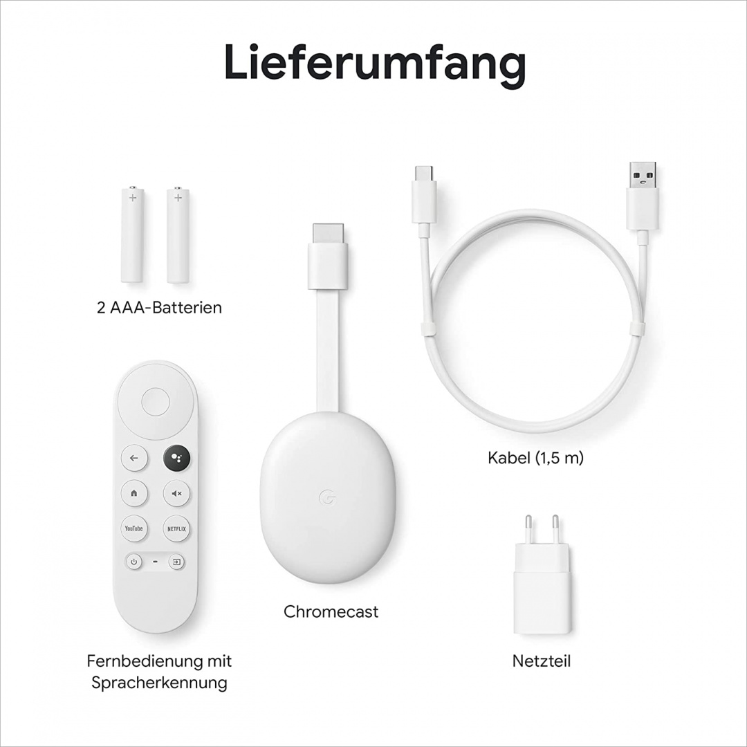 ODTWARZACZ GOOGLE CHROMECAST 4 Full HD Smart TV PL Wi-Fi + PILOT i BATERIE Model GGLGA03131WH