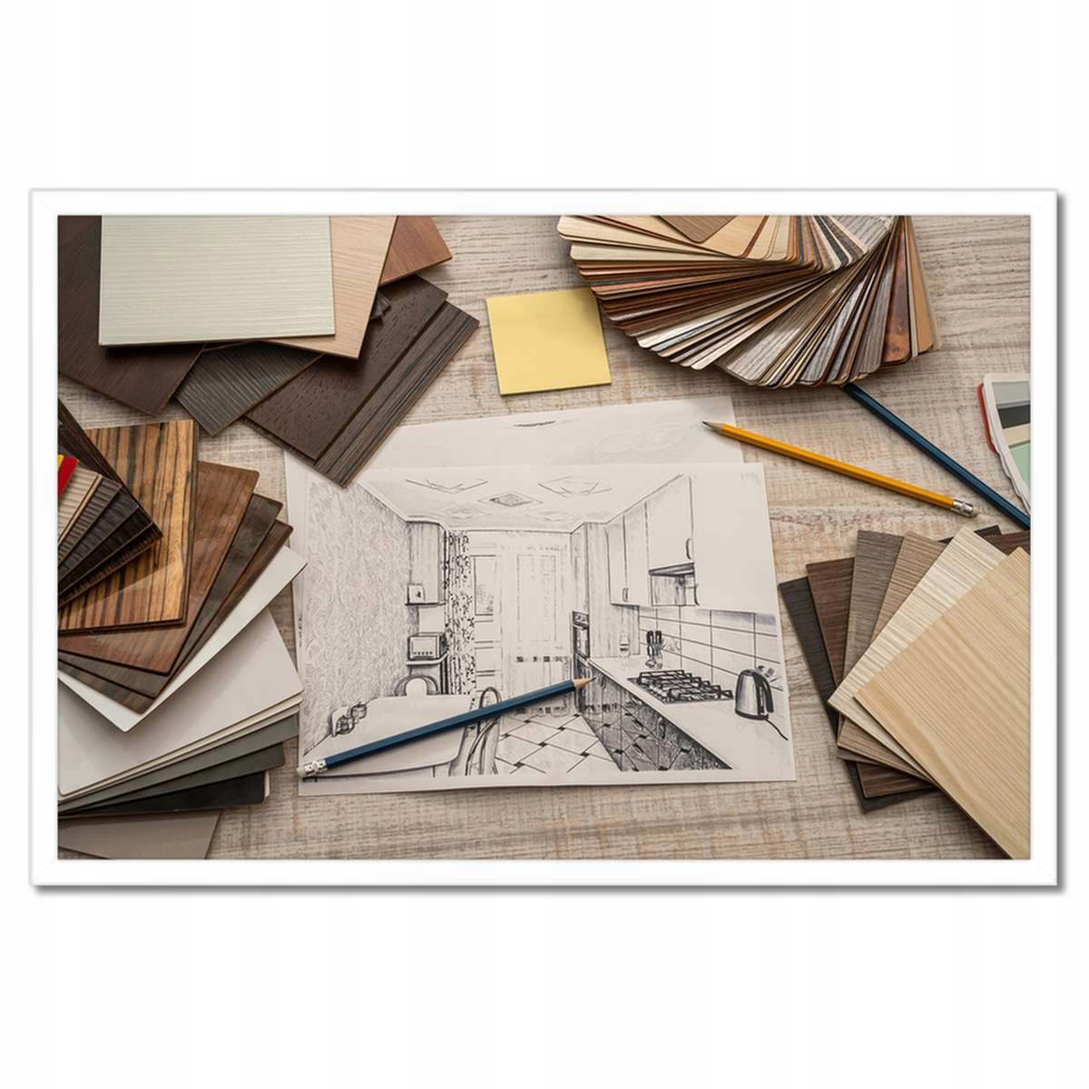 Plakáty v rámu 60x40 Kresba domu v barvě