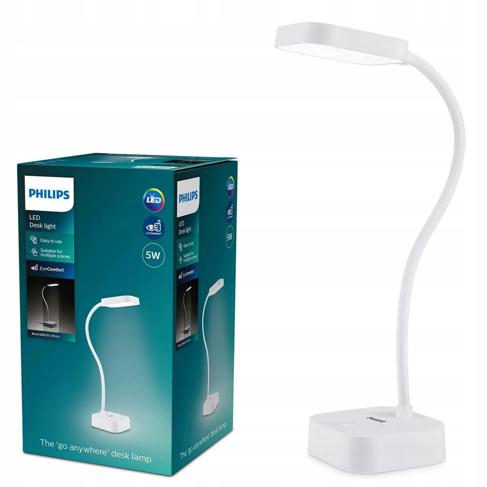 Školní stolní lampa Noční Led 5W 5000K stmívatelná Usb bílá Philips
