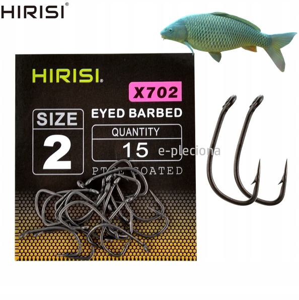 Haki karpiowe Hirisi X702 Eyed Barbed Hook rozm.4 15szt.
