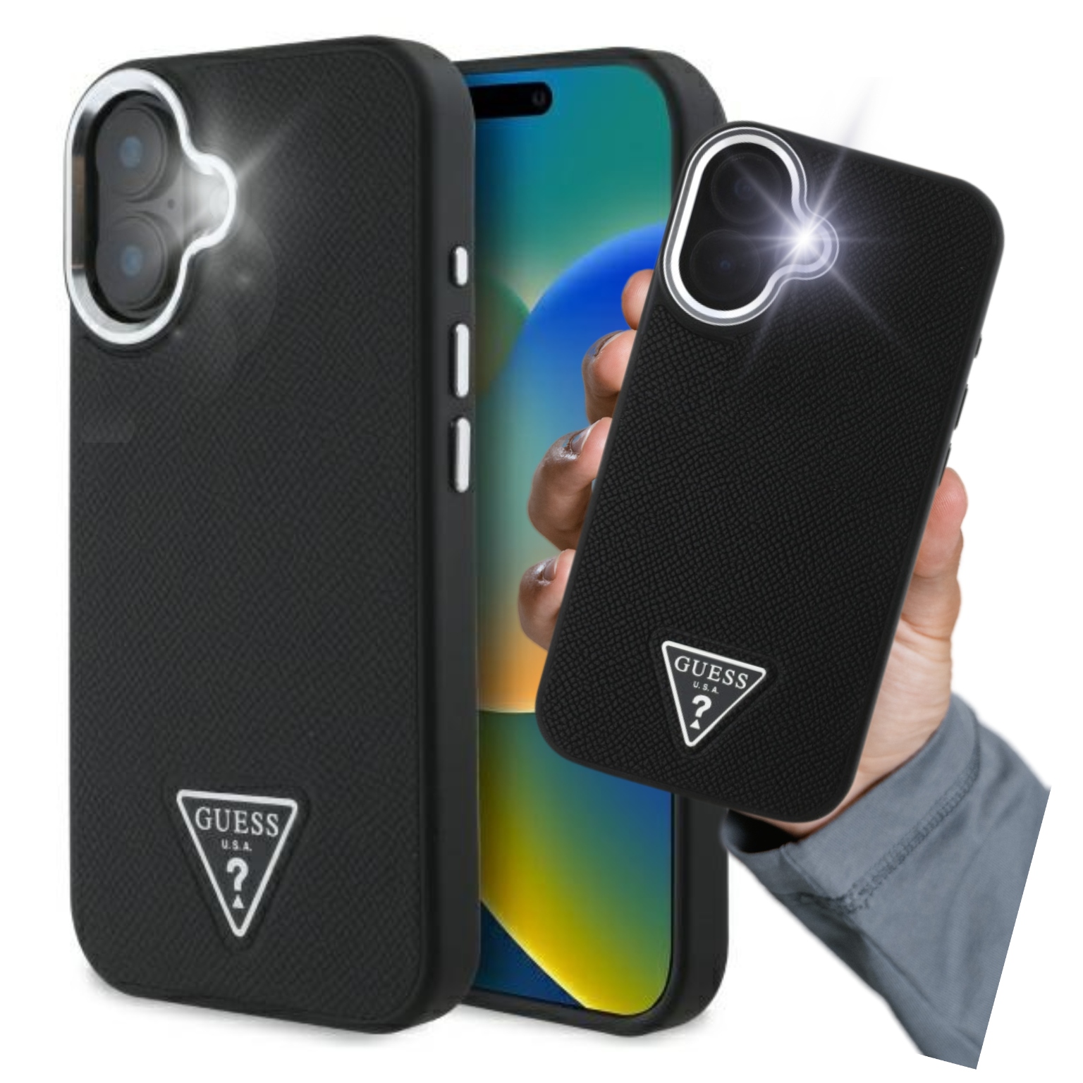 Guess GUHMP16MPGTSPSK iPhone 16 Plus 6. 7" czarny/ black hardcase Grained