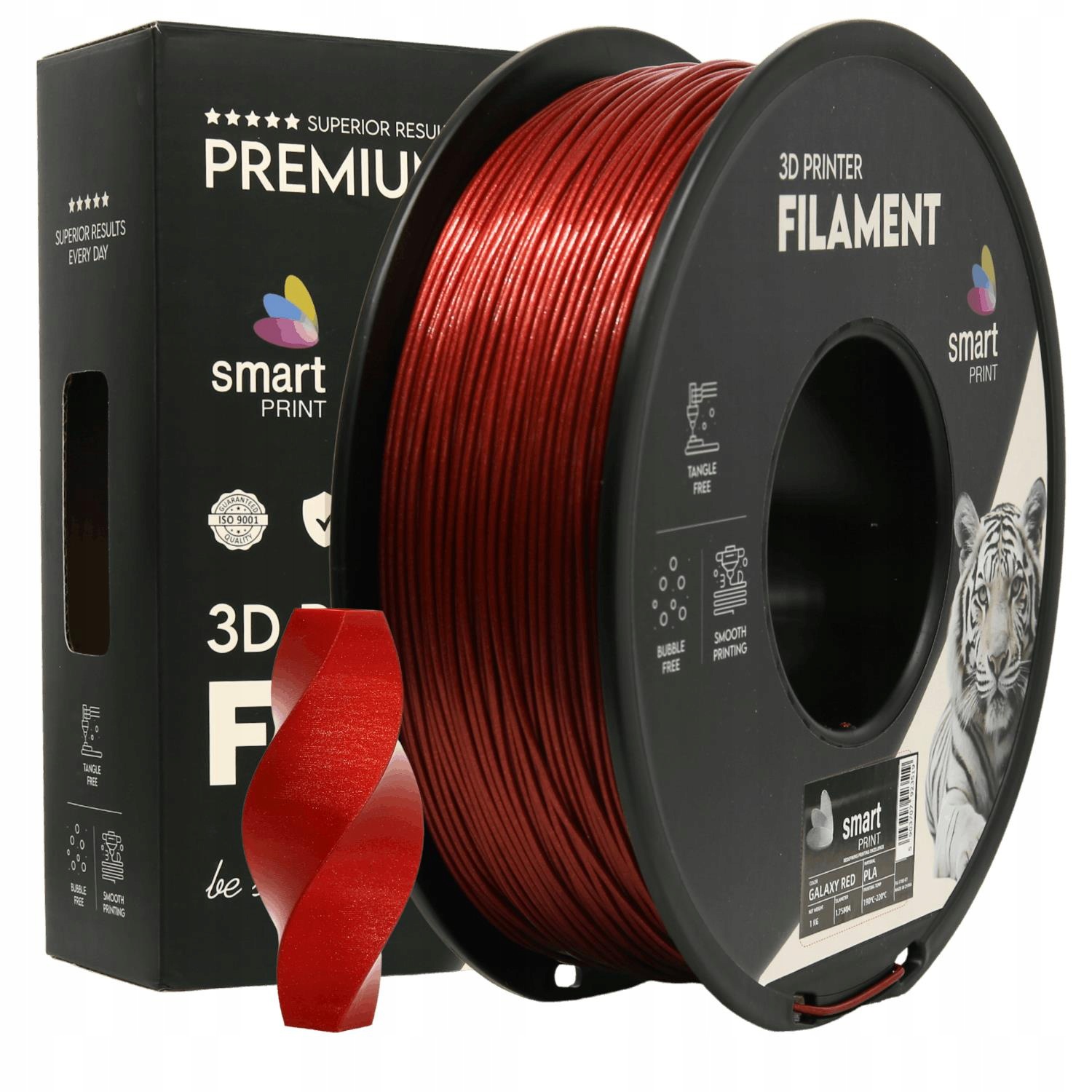 2 x Filament Smart Print Pla 1,75mm 1kg czerwony brokatowy Galaxy Red