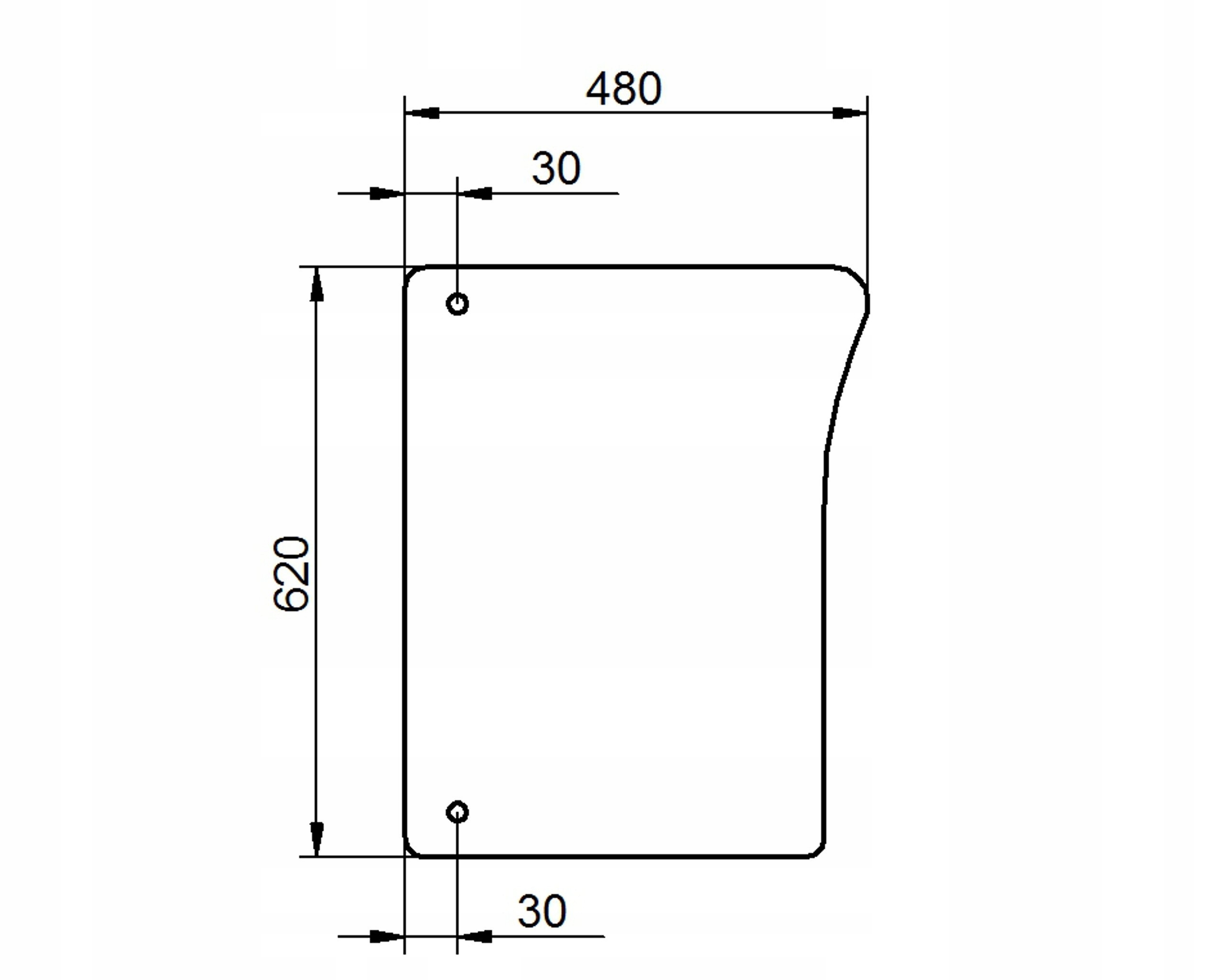 sklo John Deere 6000 7030 přední spodní pravé