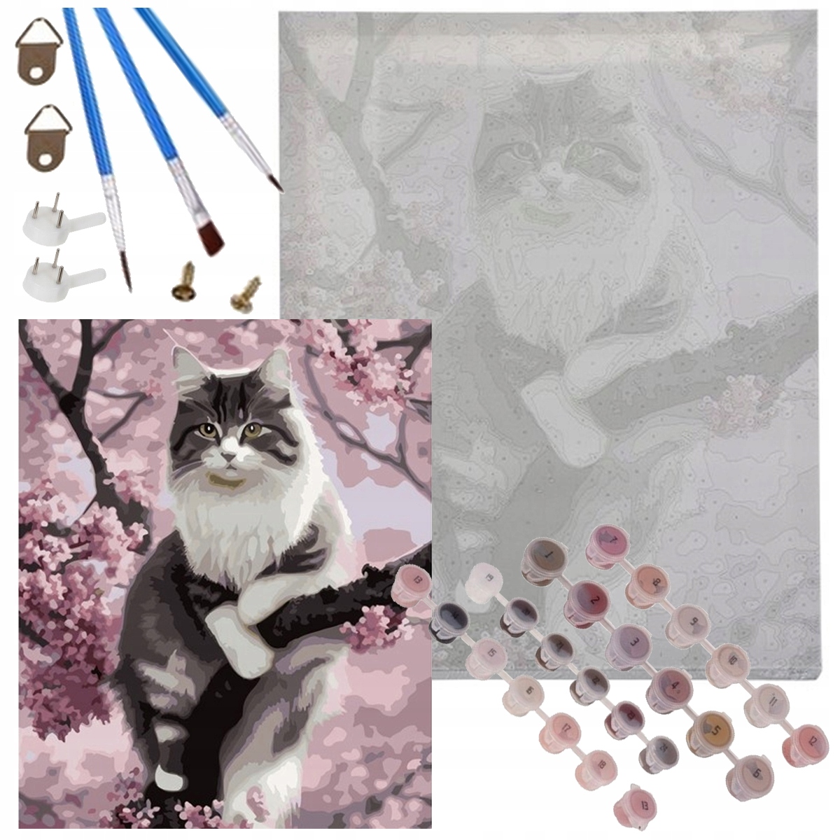 Obraz MALOWANIE PO NUMERACH ZE ZDJĘCIA RAMA DZIECI KOT NA PREZENT 40x50cm