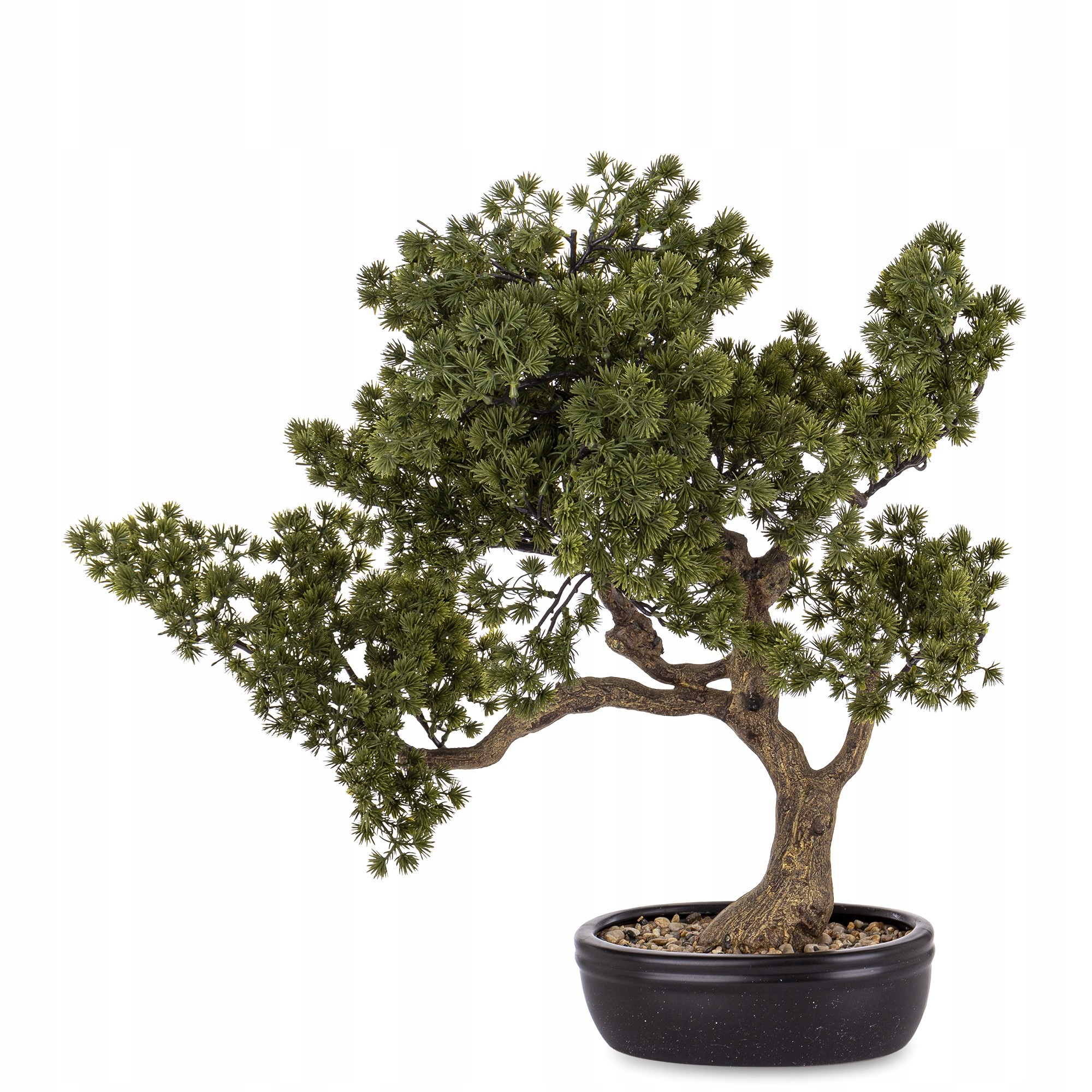 Zelená dekoratívna rastlina v kvetináči, bronz, umelý kvet, strom bonsai