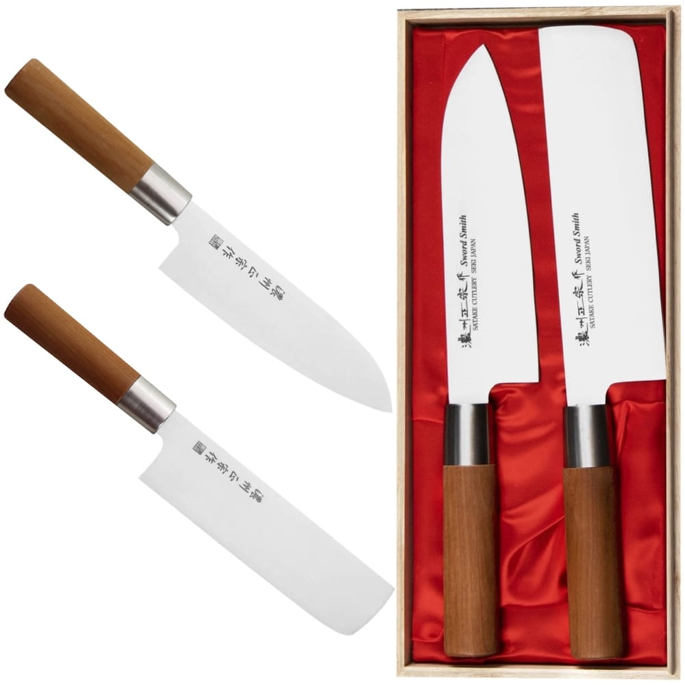 Satake Masamune Japonský set 2 nožov Nôž Santoku 17 cm a Nakiri 16 cm Puzdro