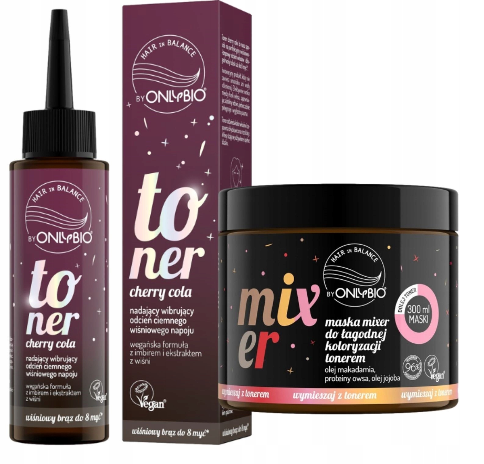 Sada Onlybio Toner na vlasy Barva Cherry Cola Mixer Maska