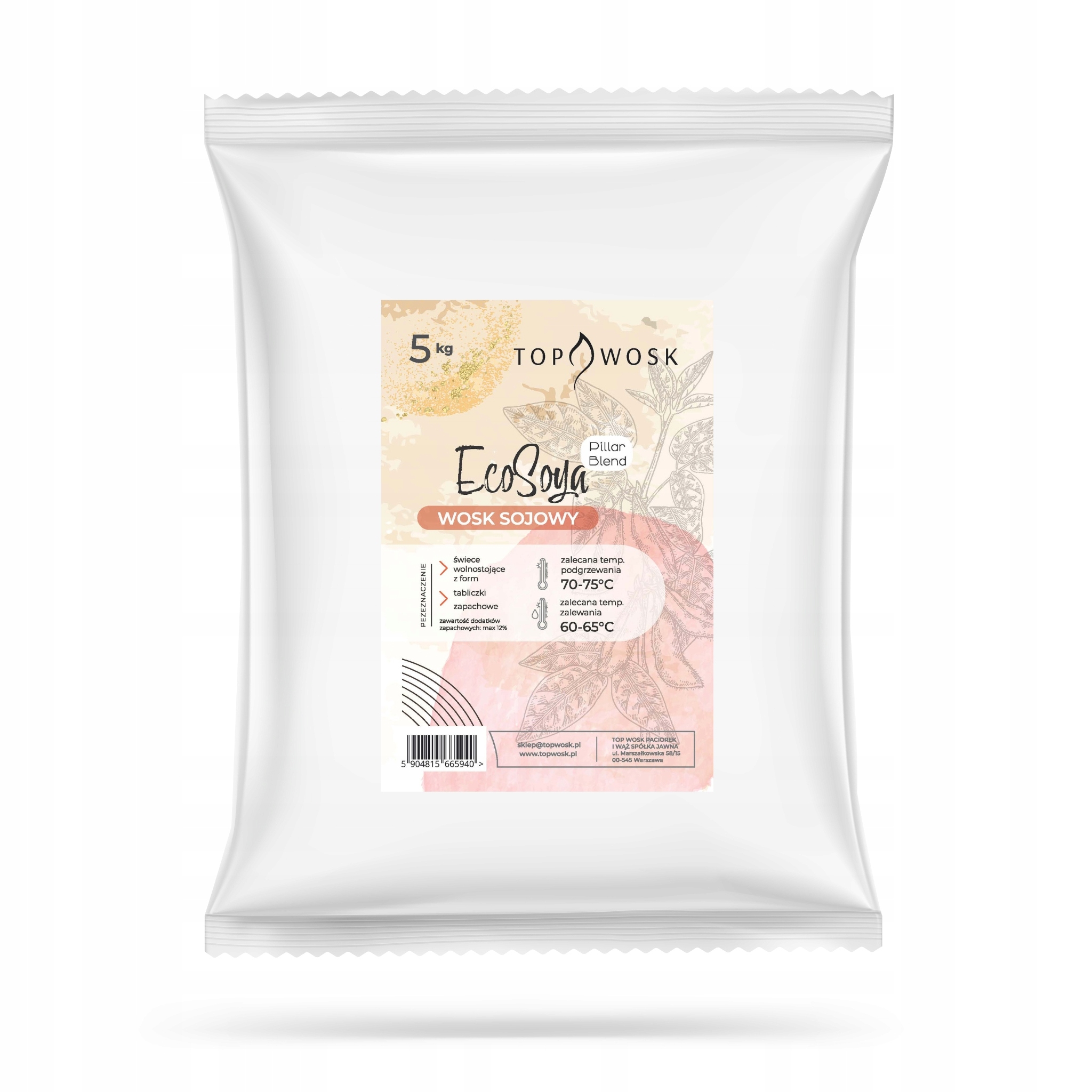 Vosk EcoSoya PillarBlend 5 kg, volně stojící svíčky