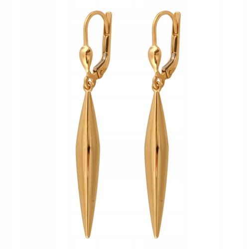 Zlaté náušnice 585 závěsné Sople lesklé dlouhé 2.15g sopky elegantní