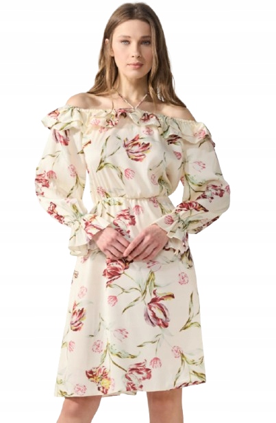 Anna Field Béžová Šaty Sukně S Odhalenými Rameny XL Kwa