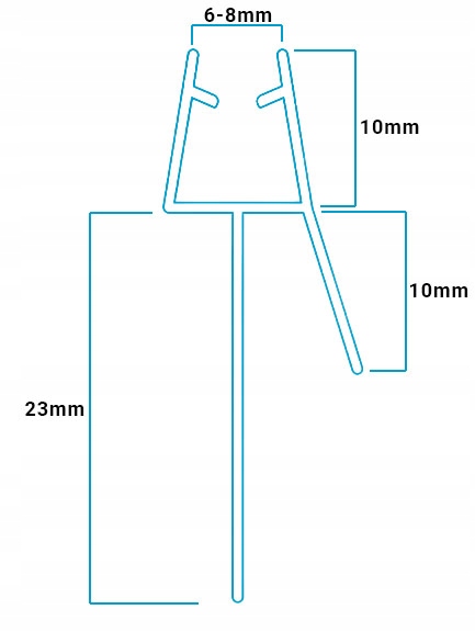 Uszczelka do kabiny prysznicowej 6-8mm 1m A23B10 Kod producenta UP-68-A23B10-1m