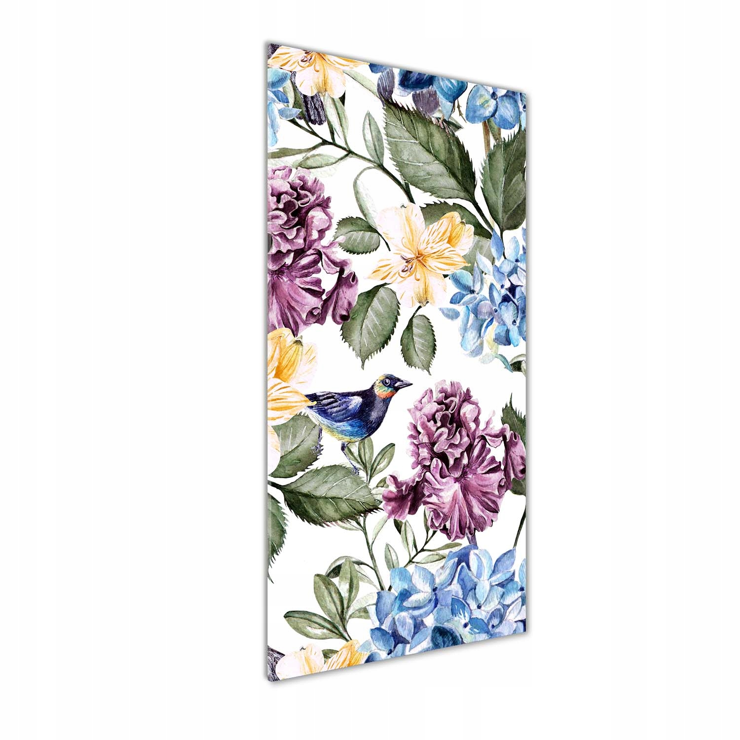 

Foto obraz zdjęcie na szkle Kwiaty i ptaki 50x125