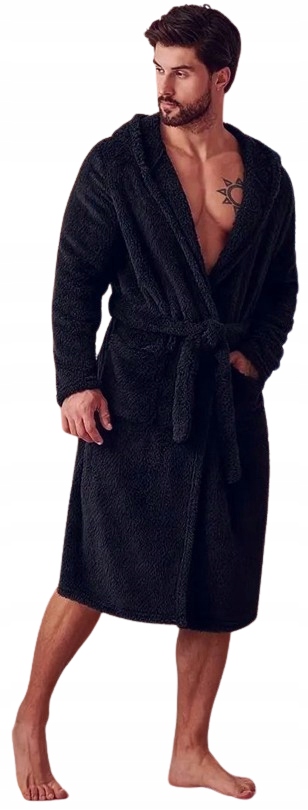 Tmavě Modrý Župan S Kapucí Kapucí Teplý Kožíšek Župan Hufatý Župan Velký